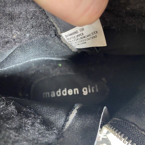 Madden Girl Ankle Boots 10 M Black Sherpa Lined Quilted Ski Snow Winter - Picture 7 of 7